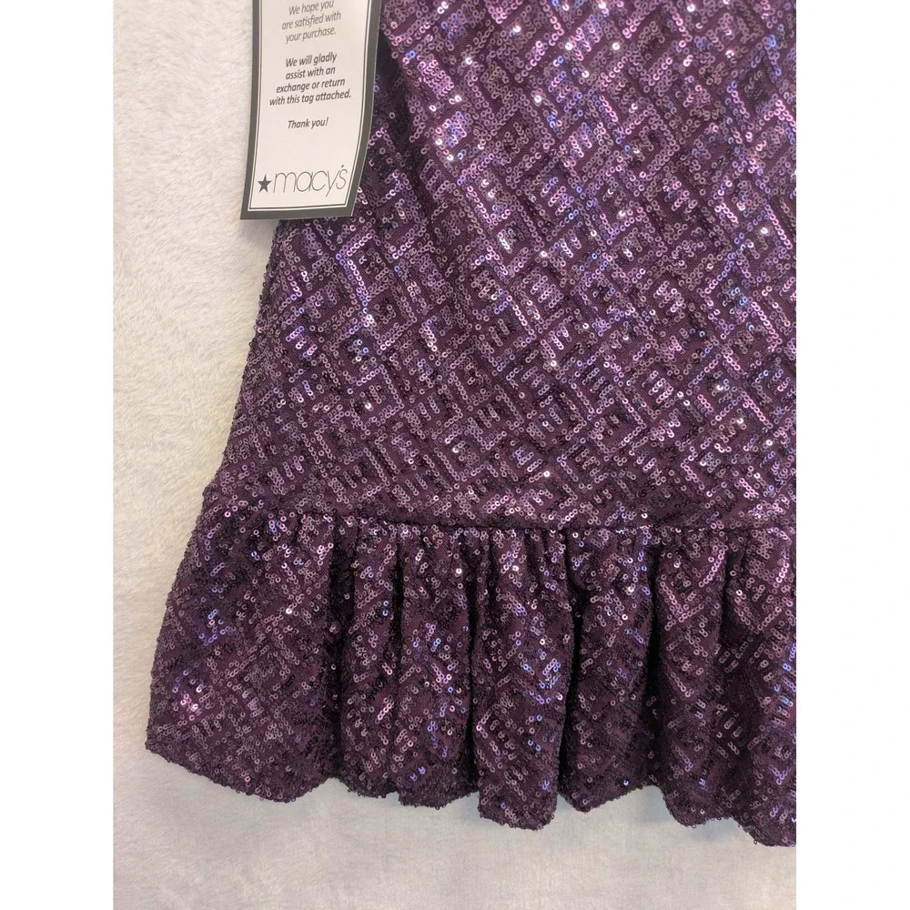 Emerald Sundae Purple Sequin Strappy Ruffle Hem Party Dress‎ Women's XS